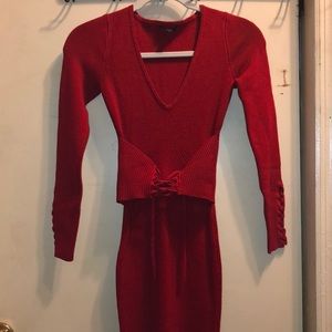 Red sweater dress by guess line